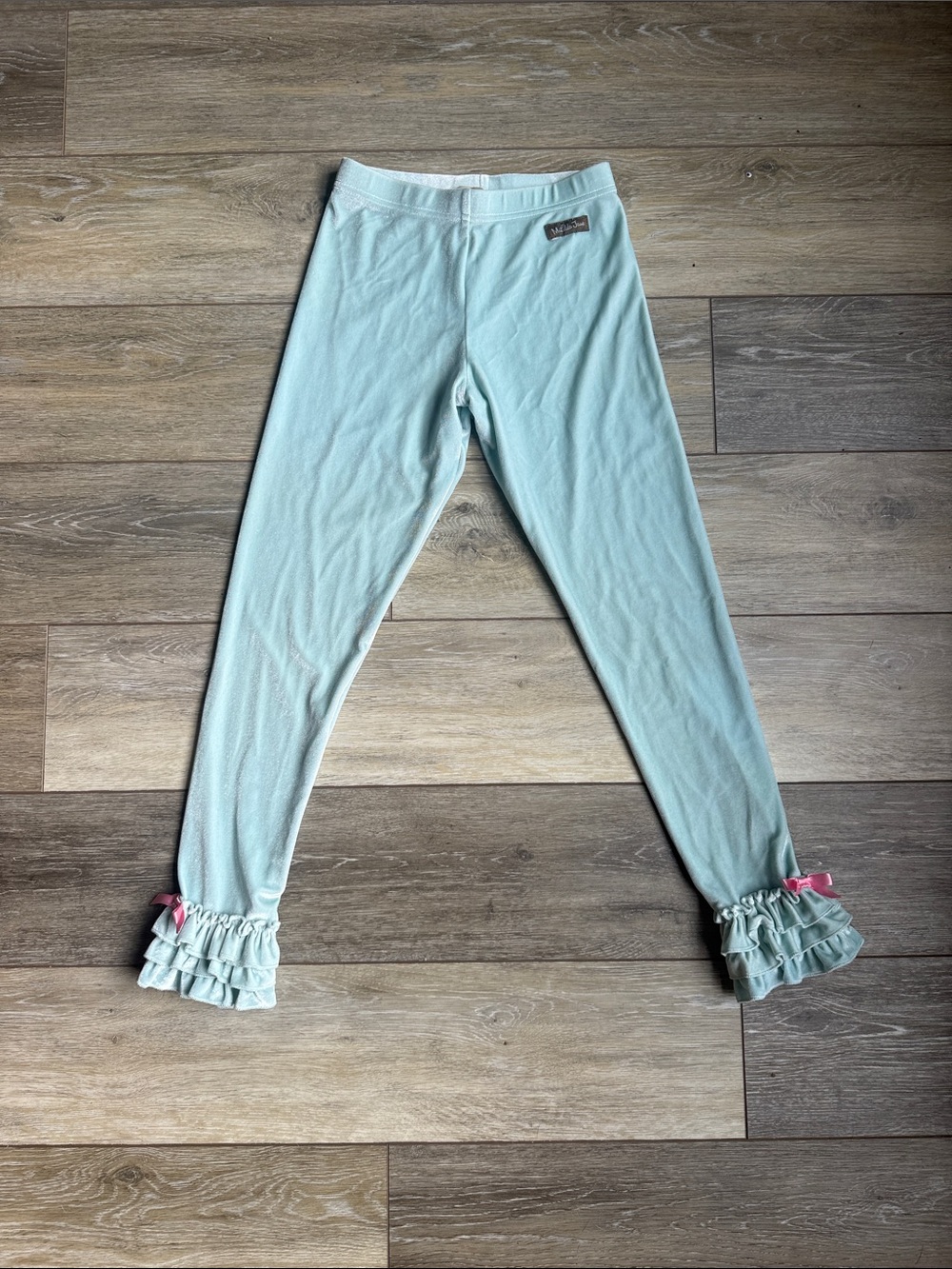 Matilda Jane Ruffle Hem Velvet Leggings - Light Aqua